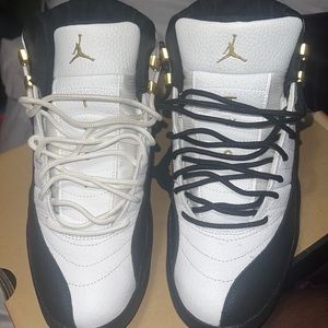Jordan 12s black white and gold